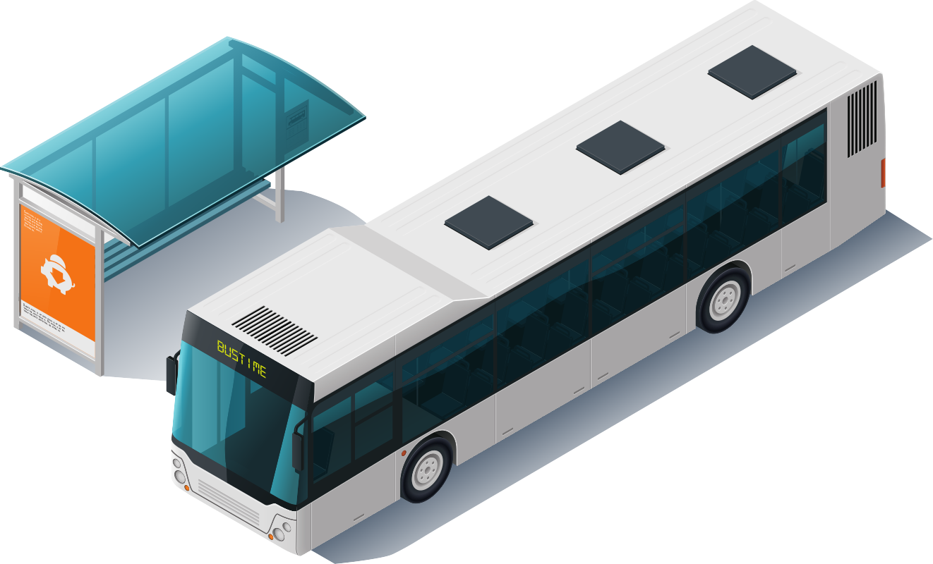 autobusas šalia stotelės